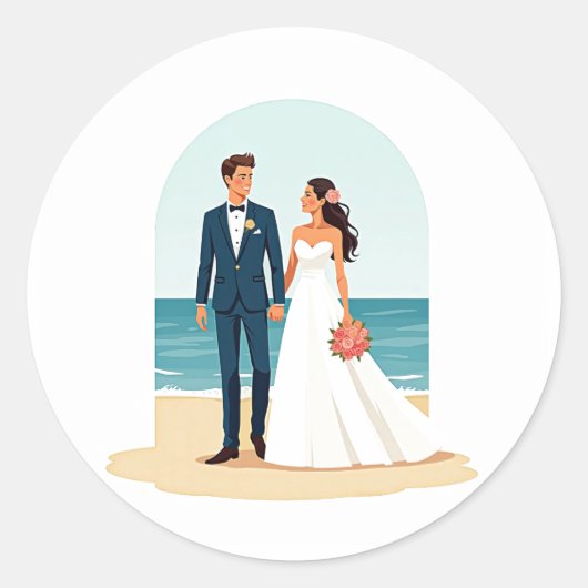 Ocean Bliss trouwstickers Ronde Sticker (Voorkant)