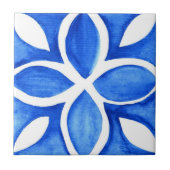 Ocean Bloom Portuguese Minimal Blue and White Tegeltje (Voorkant)