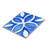 Ocean Bloom Portuguese Minimal Blue and White Tegeltje (Zijkant)