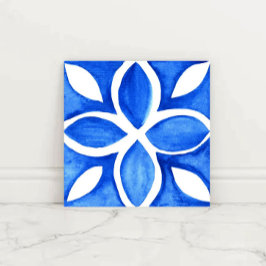 Ocean Bloom Portuguese Minimal Blue and White Tegeltje
