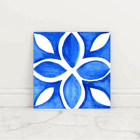 Ocean Bloom Portuguese Minimal Blue and White Tegeltje