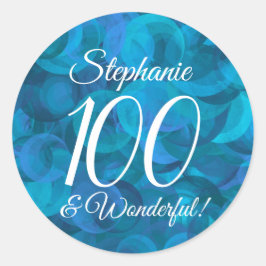 Ocean Blue 100 en Wonderful Birthday Favor Ronde Sticker