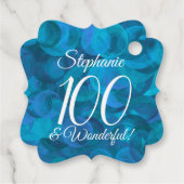 Ocean Blue 100 en Wonderful Birthday Party Bedankjes Labels (Achterkant)
