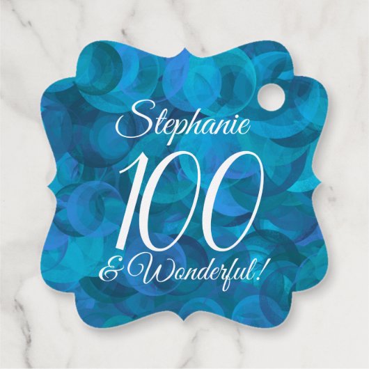 Ocean Blue 100 en Wonderful Birthday Party Bedankjes Labels (Achterkant)
