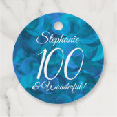 Ocean Blue 100 en Wonderful Birthday Party Bedankjes Labels (Achterkant)