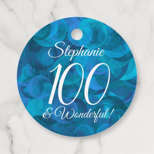 Ocean Blue 100 en Wonderful Birthday Party Bedankjes Labels (Achterkant)
