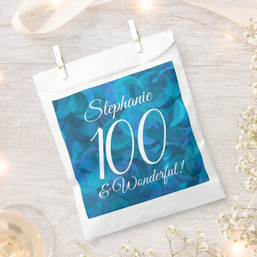 Ocean Blue 100 en Wonderful Birthday Party Bedankzakje (Geknipt)