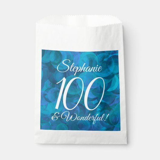 Ocean Blue 100 en Wonderful Birthday Party Bedankzakje (Voorkant)