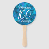 Ocean Blue 100 en Wonderful Birthday Party Handwaaier (Achterkant)