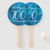 Ocean Blue 100 en Wonderful Birthday Party Handwaaier (Voorkant en achterkant)