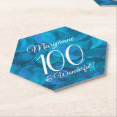Ocean Blue 100 en Wonderful Birthday Party Kartonnen Onderzetters (Schuin)