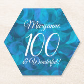 Ocean Blue 100 en Wonderful Birthday Party Kartonnen Onderzetters (Voorkant)