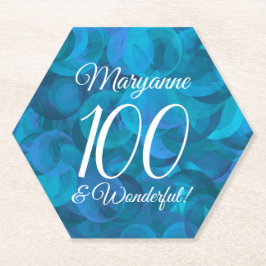 Ocean Blue 100 en Wonderful Birthday Party Kartonnen Onderzetters