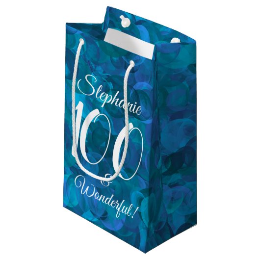 Ocean Blue 100 en Wonderful Birthday Party Klein Cadeauzakje (Voorkant Gekanteld)
