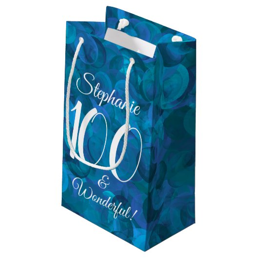 Ocean Blue 100 en Wonderful Birthday Party Klein Cadeauzakje (Achterkant Gekanteld)