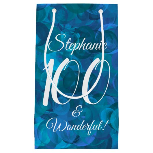 Ocean Blue 100 en Wonderful Birthday Party Klein Cadeauzakje (Voorkant)