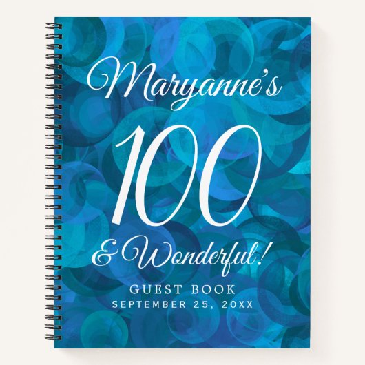 Ocean Blue 100 en Wonderful Birthday Party Notitieboek (Voorkant)