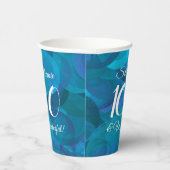 Ocean Blue 100 en Wonderful Birthday Party Papieren Bekers (Rechts)