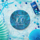 Ocean Blue 100 en Wonderful Birthday Party Papieren Bordje (Feest)