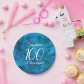 Ocean Blue 100 en Wonderful Birthday Party Papieren Bordje (Feest)