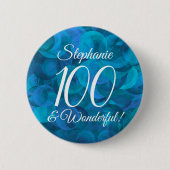 Ocean Blue 100 en Wonderful Birthday Party Ronde Button 5,7 Cm (Voorkant)