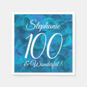 Ocean Blue 100 en Wonderful Birthday Party Servet (Voorkant)