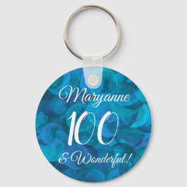 Ocean Blue 100 en Wonderful Birthday Party Sleutelhanger