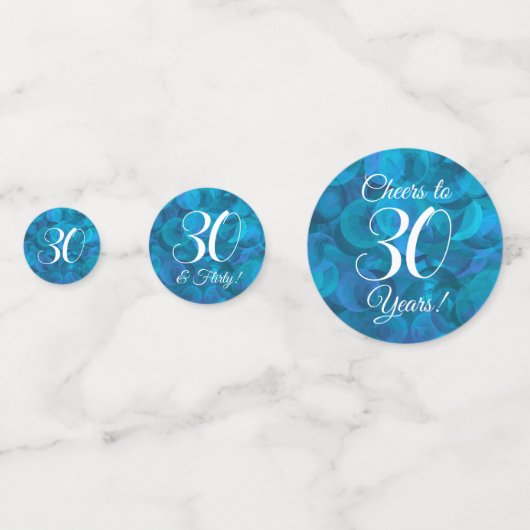 Ocean Blue 30 en Flirty Birthday Party Confetti (Achterkanten)
