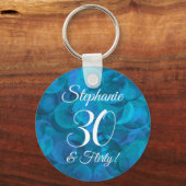 Ocean Blue 30 en Flirty Birthday Party Favor Sleutelhanger (Voorkant)