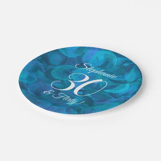 Ocean Blue 30 en Flirty Birthday Party Papieren Bordje (Gekanteld)