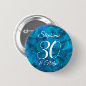 Ocean Blue 30 en Flirty Birthday Party Ronde Button 5,7 Cm (Voorkant /achterkant)