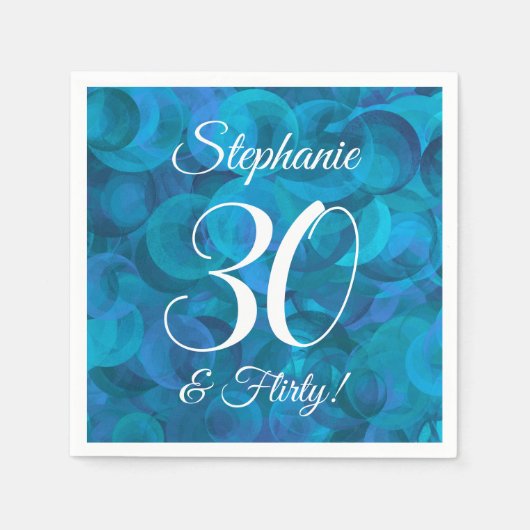 Ocean Blue 30 en Flirty Birthday Party Servet (Voorkant)