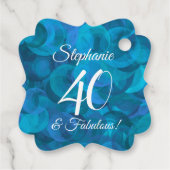 Ocean Blue 40 en Fabulous Birthday Party Bedankjes Labels (Achterkant)