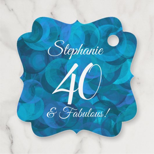 Ocean Blue 40 en Fabulous Birthday Party Bedankjes Labels (Achterkant)