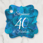 Ocean Blue 40 en Fabulous Birthday Party Bedankjes Labels (Voorkant)