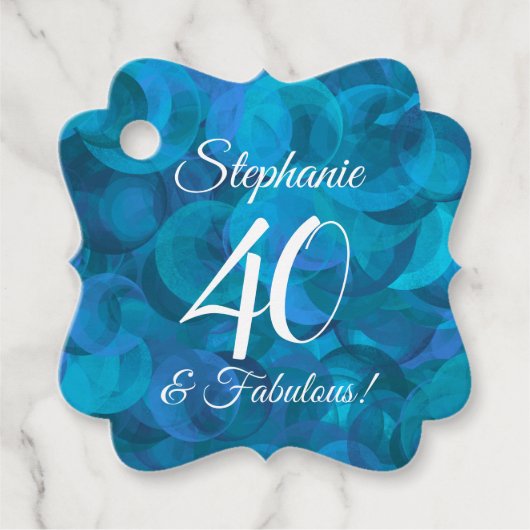 Ocean Blue 40 en Fabulous Birthday Party Bedankjes Labels (Voorkant)