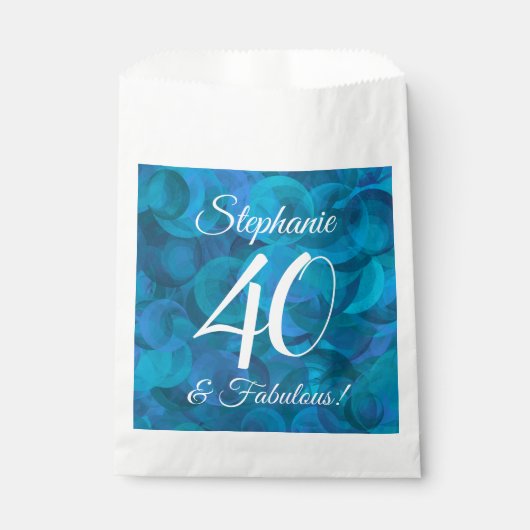 Ocean Blue 40 en Fabulous Birthday Party Bedankzakje (Voorkant)