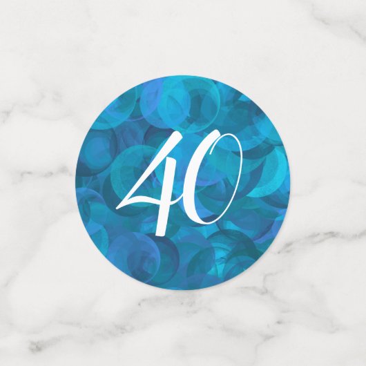 Ocean Blue 40 en Fabulous Birthday Party Confetti (Kleine voorkant)