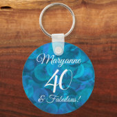 Ocean Blue 40 en Fabulous Birthday Party Favor Sleutelhanger (Voorkant)