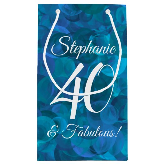 Ocean Blue 40 en Fabulous Birthday Party Klein Cadeauzakje (Achterkant)