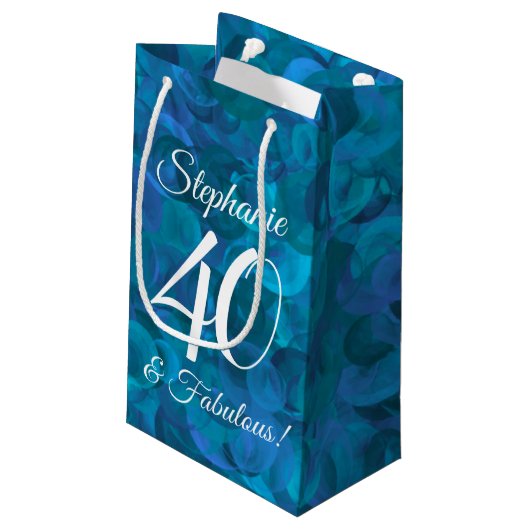 Ocean Blue 40 en Fabulous Birthday Party Klein Cadeauzakje (Achterkant Gekanteld)