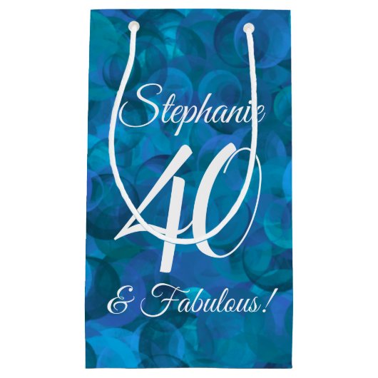Ocean Blue 40 en Fabulous Birthday Party Klein Cadeauzakje (Voorkant)