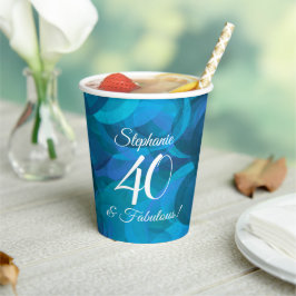 Ocean Blue 40 en Fabulous Birthday Party Papieren Bekers
