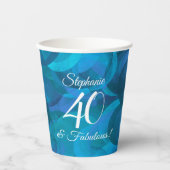 Ocean Blue 40 en Fabulous Birthday Party Papieren Bekers (Voorkant)