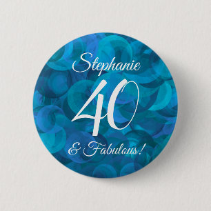 Ocean Blue 40 en Fabulous Birthday Party Ronde Button 5,7 Cm