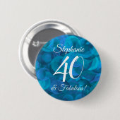 Ocean Blue 40 en Fabulous Birthday Party Ronde Button 5,7 Cm (Voorkant /achterkant)