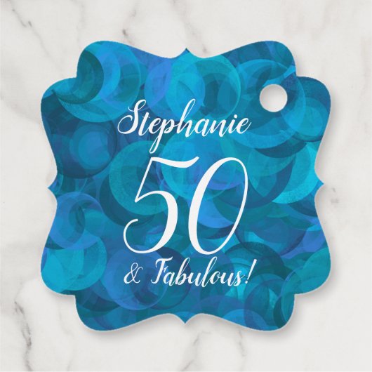 Ocean Blue 50 en Fabulous Birthday Party Bedankjes Labels (Achterkant)