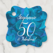 Ocean Blue 50 en Fabulous Birthday Party Bedankjes Labels (Voorkant)