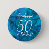 Ocean Blue 50 en Fabulous Birthday Party Button (Voorkant)