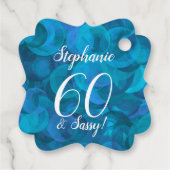 Ocean Blue 60 en Sassy Birthday Party Bedankjes Labels (Achterkant)